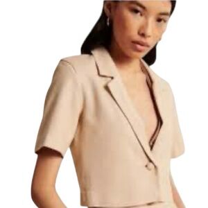 Abercrombie & Fitch Linen Blend Cropped Blazer Size S Business Casual Classic